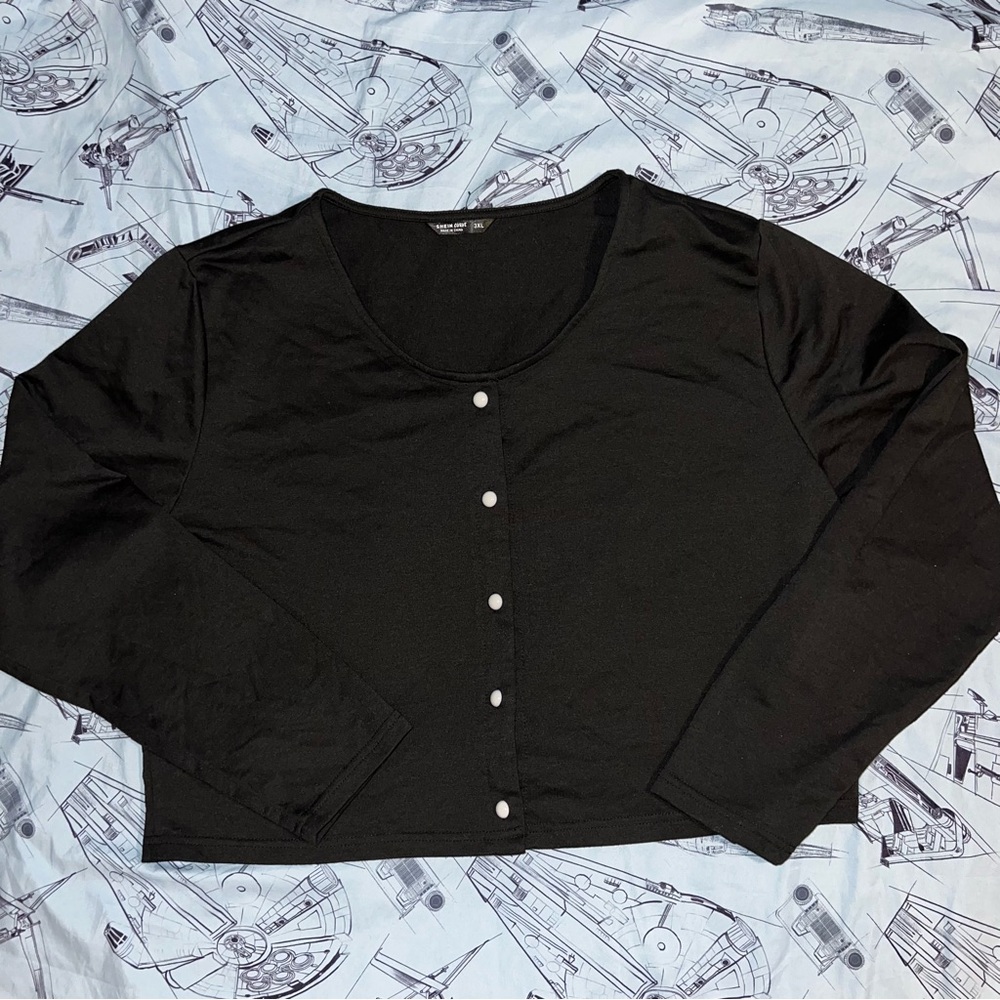 Shein Curve Black Button-Down Women's Shirt